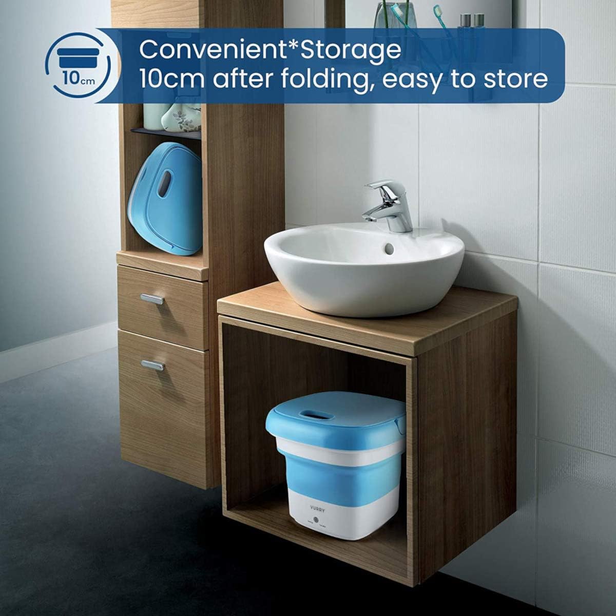 Up To 50% OFF Portable Folding Washing Machine, Mini Foldable Washing Machine, Foldable laundry tub washing machine for Home and Travel (Blue)