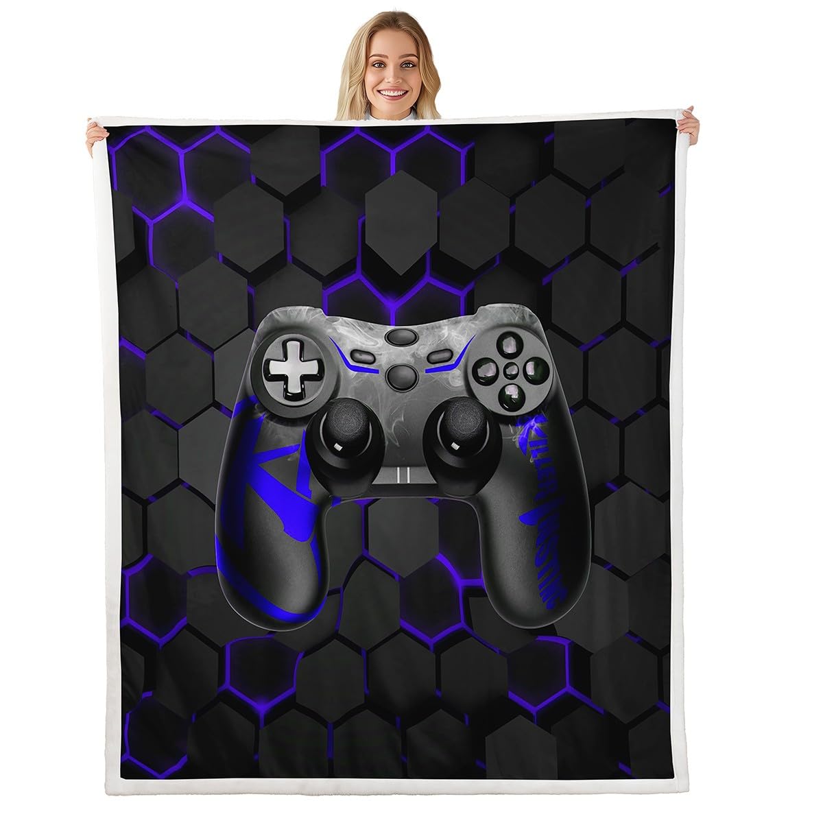 Couverture garçons pelucheuse nid d'abeille pour moments cocooning sur le canapé