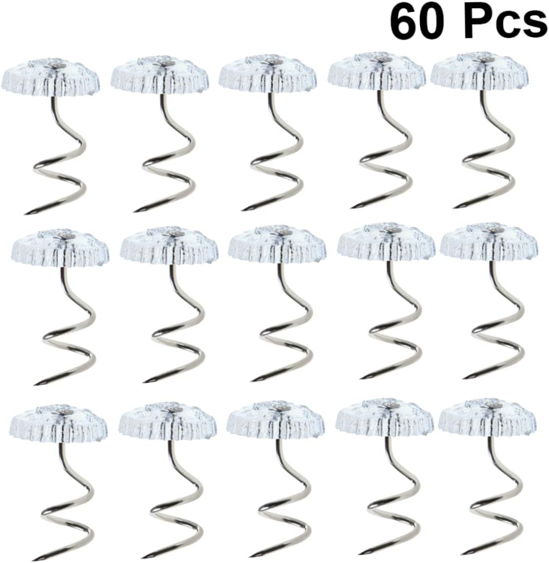 Unomor 60pcs Transparent Twisted Pins for Upholstery Non-Slip Fasteners for Slipcovers Bedding Tablecloths Furniture Easy to Use for Home Living Room Bedroom Decor