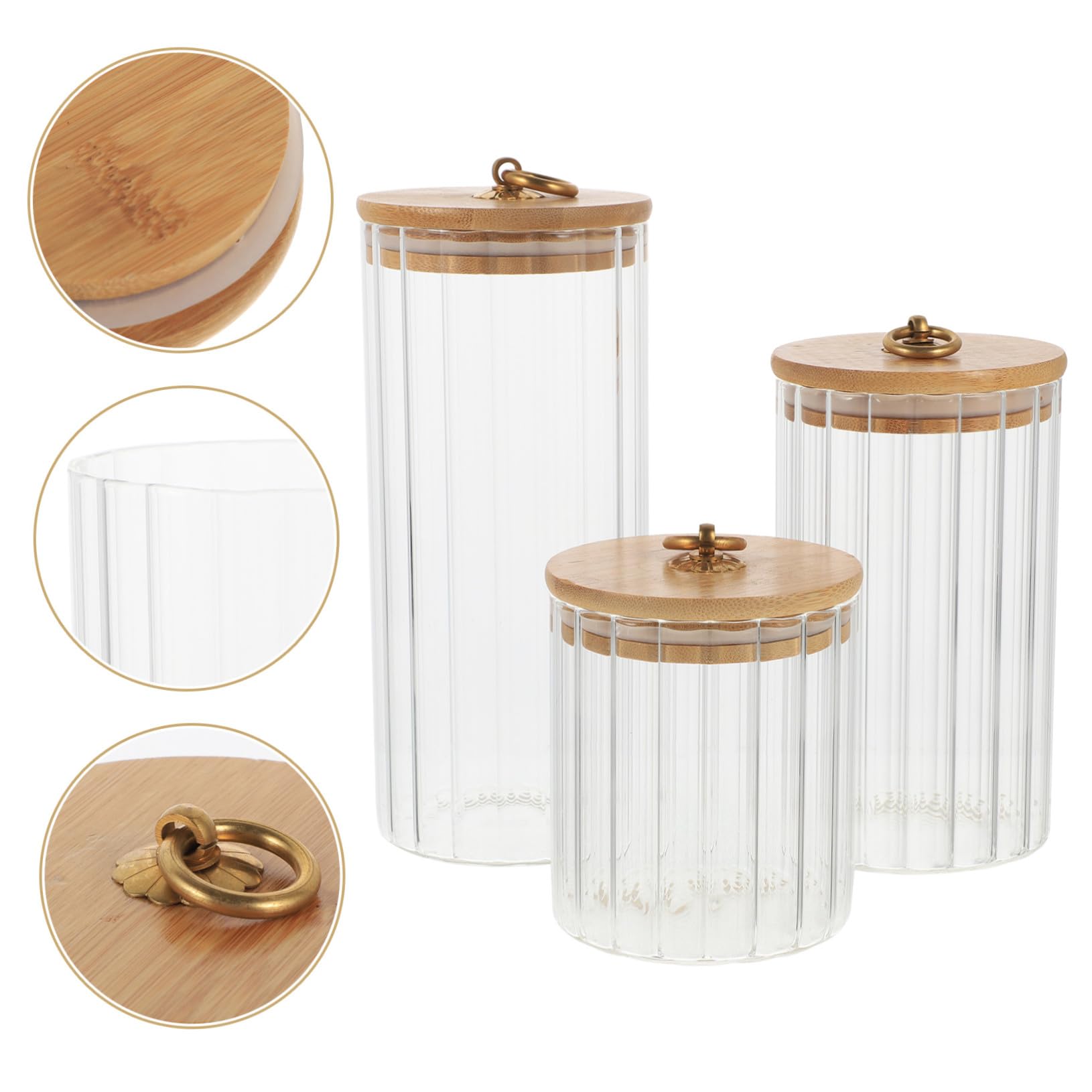 Vorratsgläser aus Glas mit Bambusdeckel in 3 Größen | 550 Ml, 850ml und 1150ml, 3 Stück, für Küche und Aufbewahrung von Tee oder Getreide