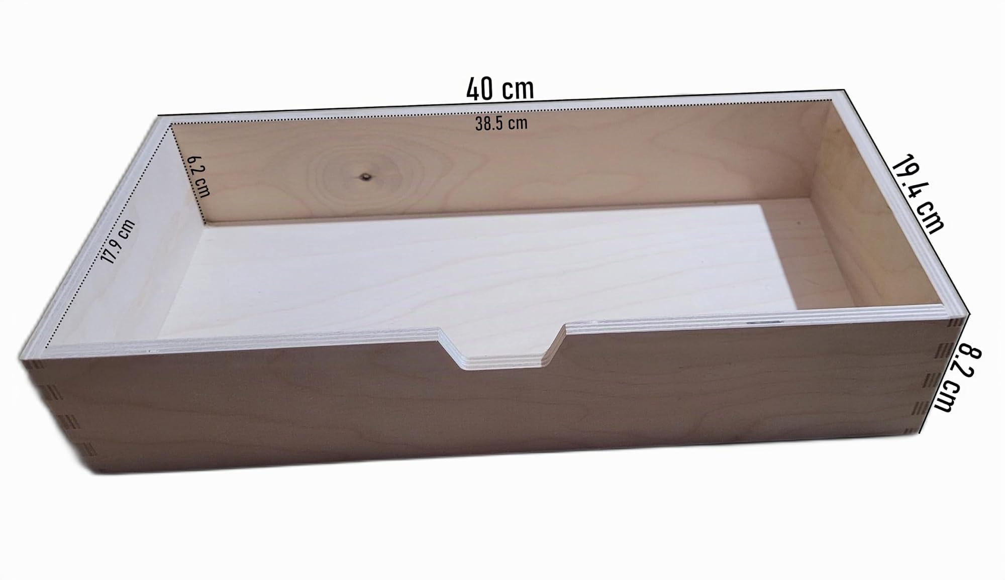 Wooden World Aufbewahrungsbox aus schlichtem Holz mit 6 Schubladen 42 cm x 28 cm x 20 cm