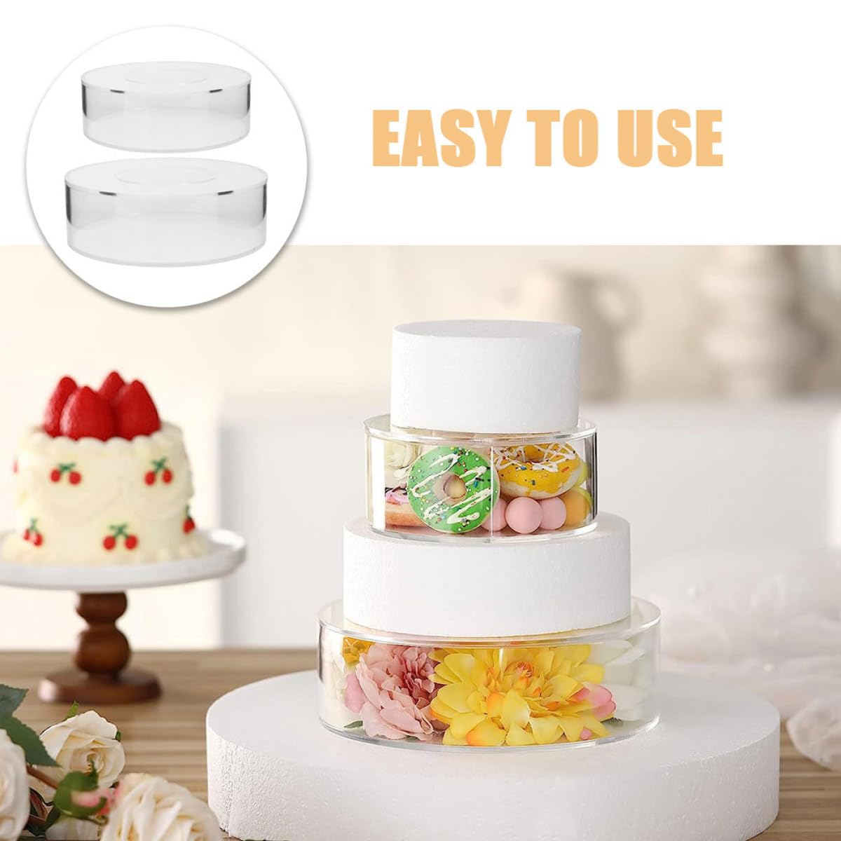 Gadpiparty Présentoir à Gâteaux Rond 2 Pièces en Acrylique Transparent pour Cupcakes et Desserts , pour Mariage et Boutique de Pâtisserie