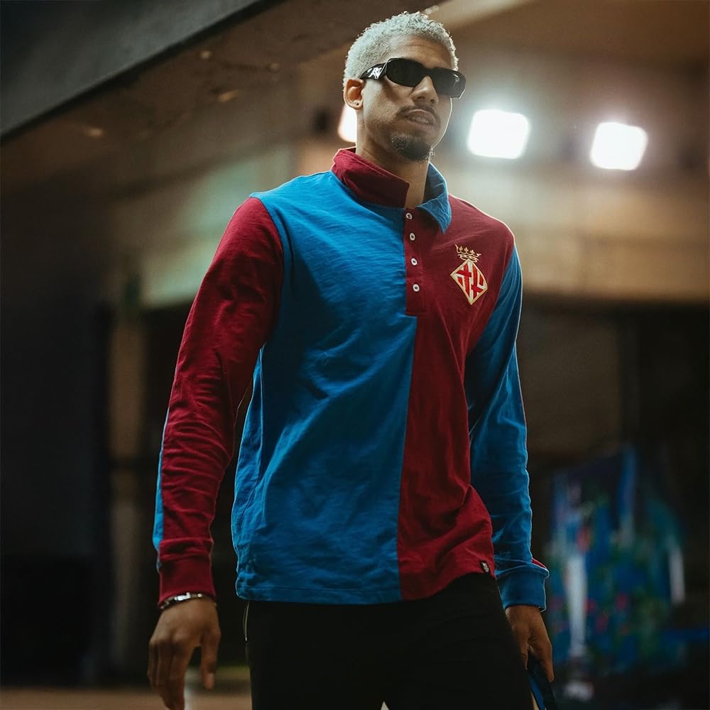 Copa - Camiseta de Fútbol - Hombre - FC Barcelona 1899 - Retro - Manga Larga - Azul/Rojo - 100% algodón