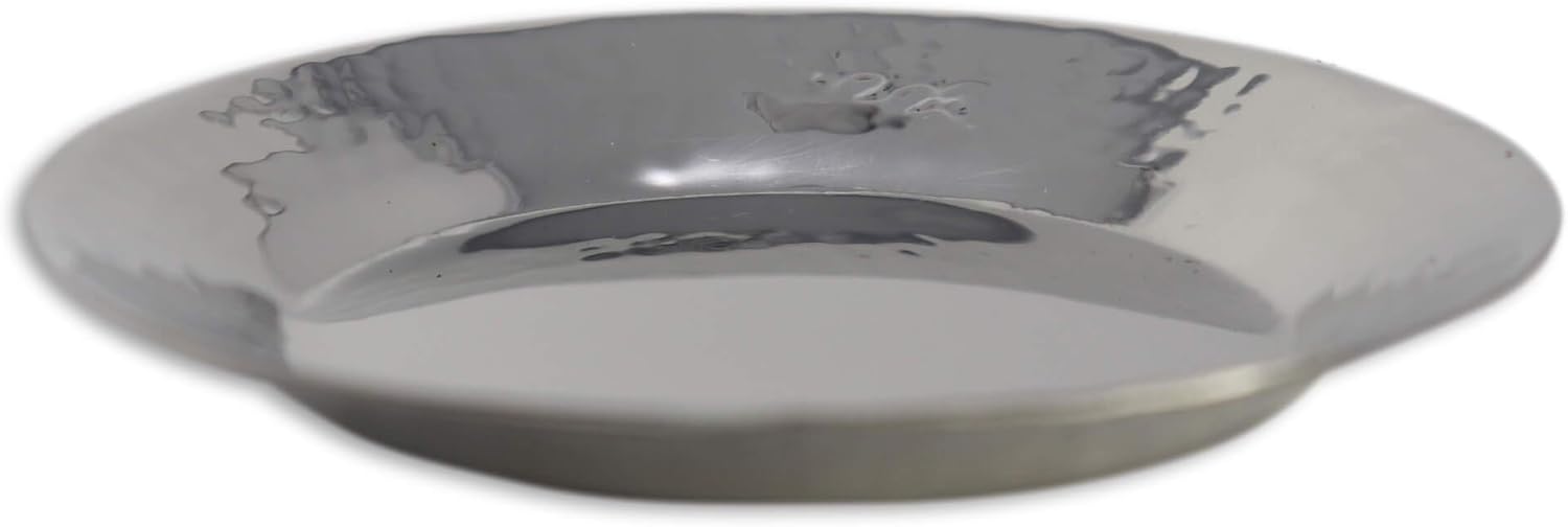 Hammered Aluminum Kiddush Cup with Stem and Plate/Blue