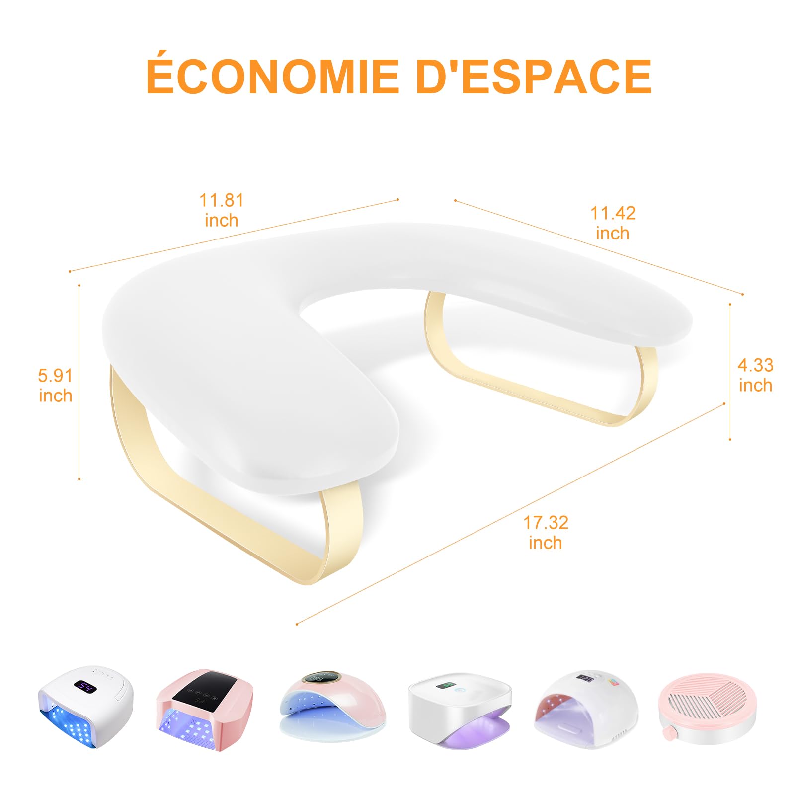 Repose Main Ongle en Forme du U,Repose Main Manucure en Cuir PU pour Manucure,Coussin Ongle Repose Main avec Support Amovible pour Techniciens,Repose Bras Ongles pour Salon,Domicile