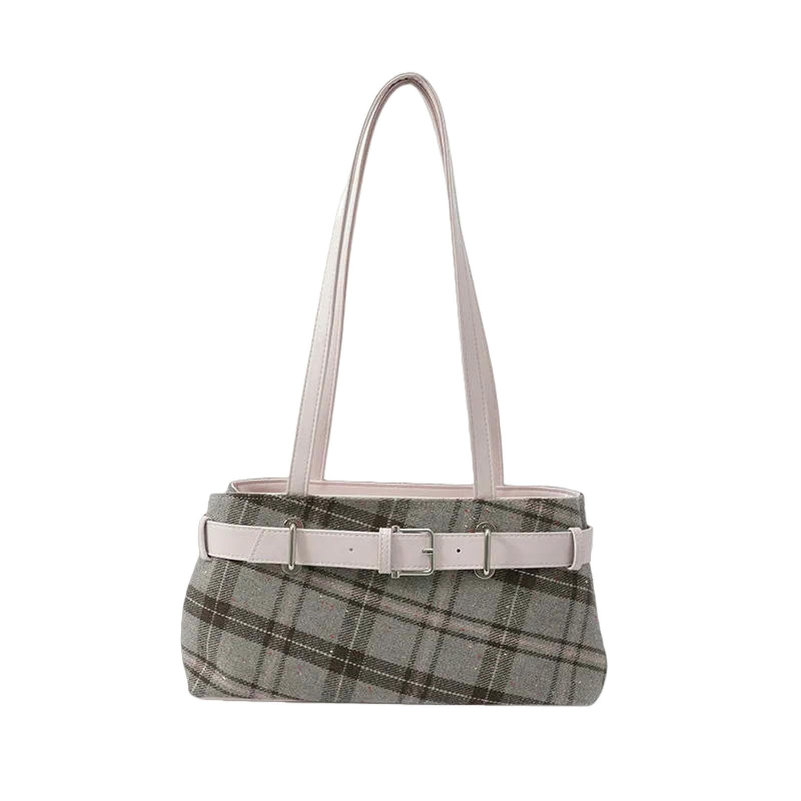 Gyios Women's Pink Handbags Retro Canvas Plaid Handbag Fashion Checkered Purse Work Daily Shoulder Bags