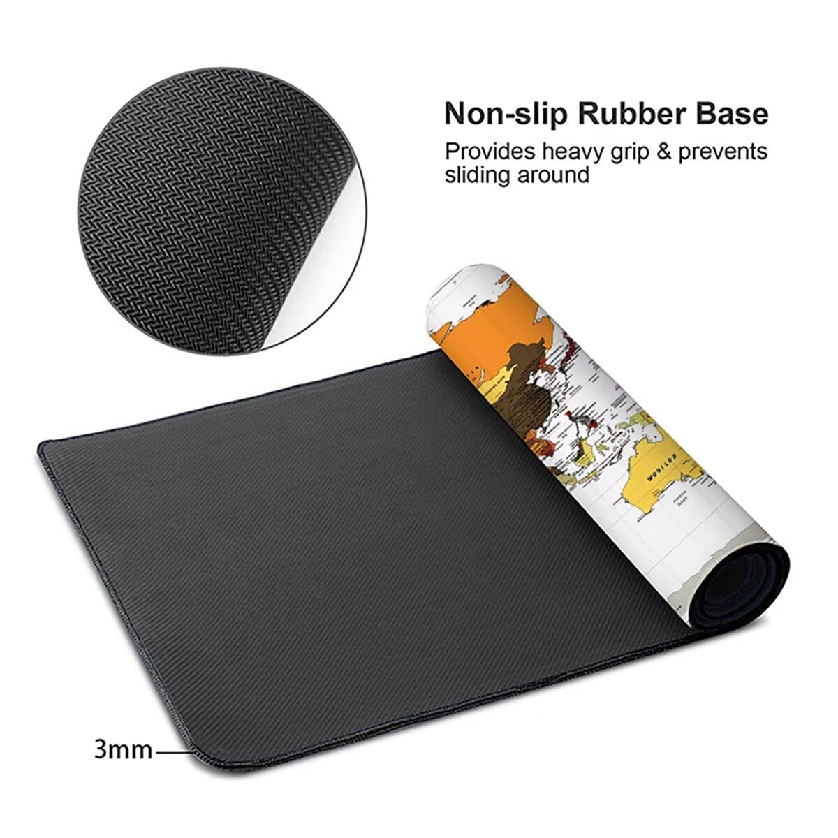 Alfombrilla Ratón Gaming XXL, Gaming Mouse Pad 1500x800x3mm, Protector Escritorio Antideslizante, Alfombrilla de Ratón Mundo Mapa Mousepad Grande, Tapete Raton para Jugadores de PC Oficina LMDT2434
