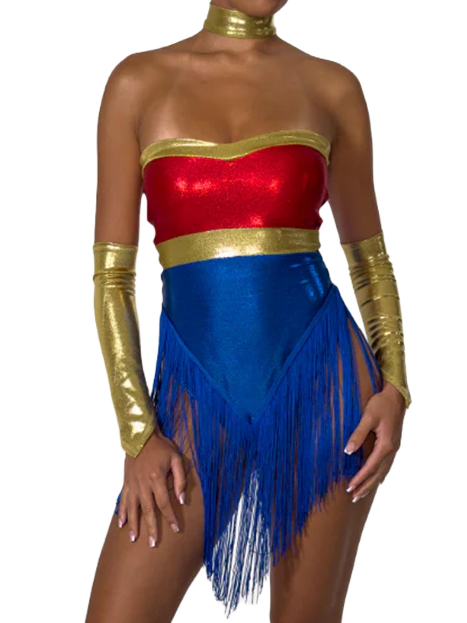 Lshyuehao Women's Wonder Costume Halloween Cosplay Costume Dress Up Outfit (E-Blue, S) โ image 1