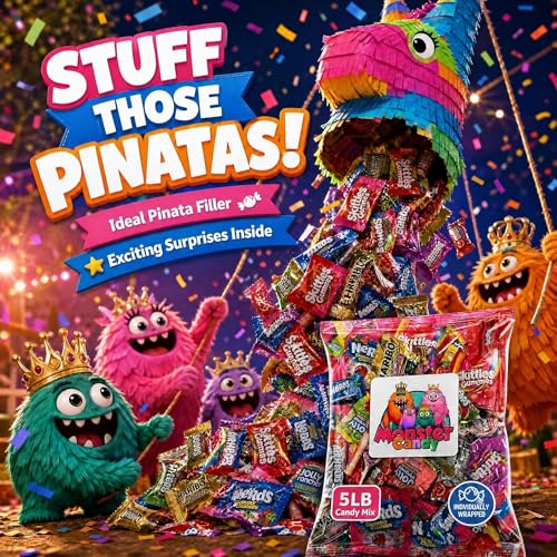 Image of Party Favor Candy Mix - 5 lb Pinata Stuffers Candy Bulk - Goodie Bag Stuffers for Kids Party Favors - Variety Pack -Individually Wrapped Candies -