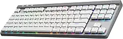 Teclado Mecânico Gamer Sem Fio Logitech G515 com Design TKL,Tecnologia LIGHTSPEED, RGB LIGHTSYNC, Conexão USB ou Bluetooth, Switch GL Brown Tactile e Bateria Recarregável - Branco