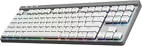 Teclado Mecânico Gamer Sem Fio Logitech G515 com Design TKL,Tecnologia LIGHTSPEED, RGB LIGHTSYNC, Conexão USB ou Bluetooth, Switch GL Brown Tactile e Bateria Recarregável - Branco