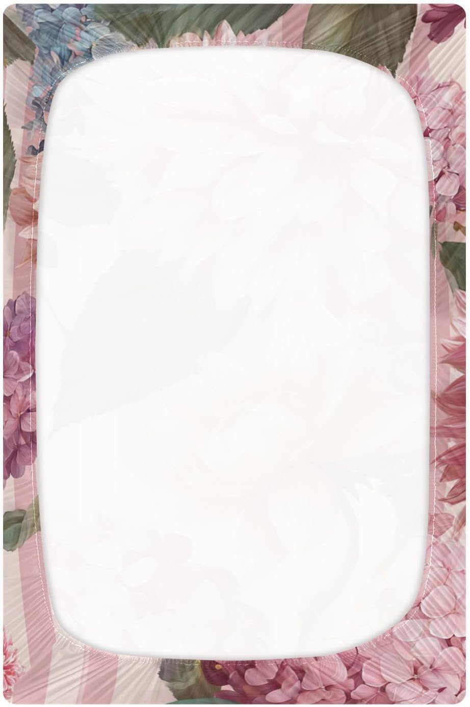 Crib Sheets Baby for Boys Girls Breathable Neutral Toddler Bed Sheets for Standard Size Toddler Mattress 39x27 Inch Pink Stripes Hydrangeas Dahlias Blooms
