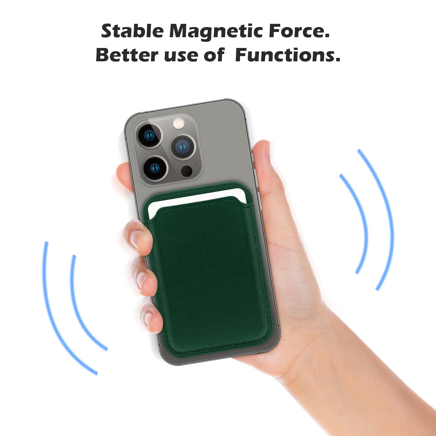 FIDWALL Magsafe Wallet Portafoglio Tessuti in Pelle per iPhone 16/15/14/13/12 Max/Pro/Plus/mini,con Anello in Ferro per all Phone Case,RFID Card Holder con Magsafe Magnete (Verde Sequoia)