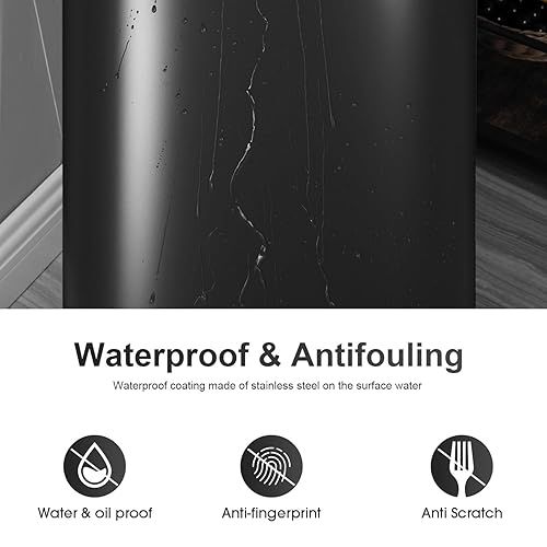 Vista 25 de Bote de basura para cocina de 13 galones (50 litros) con tapa, sensor automático, sin tocar, acero inoxidable, para baño, dormitorio, oficina