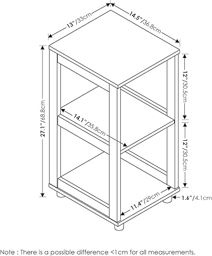 Miniatura 43 de Furinno JAYA - Juego de 2 mesas auxiliares ovaladas de diseño simple, nogal, marrón/negro (Walnut/Black),Americano/Cromo,Nuez