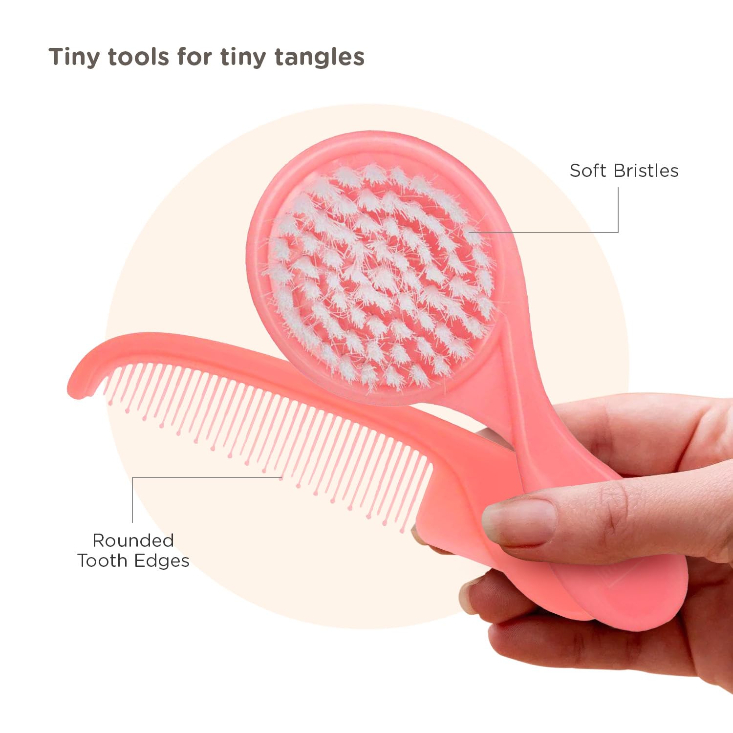 Mee Mee Easy Grip Soft Bristled Comb & Brush Set 1
