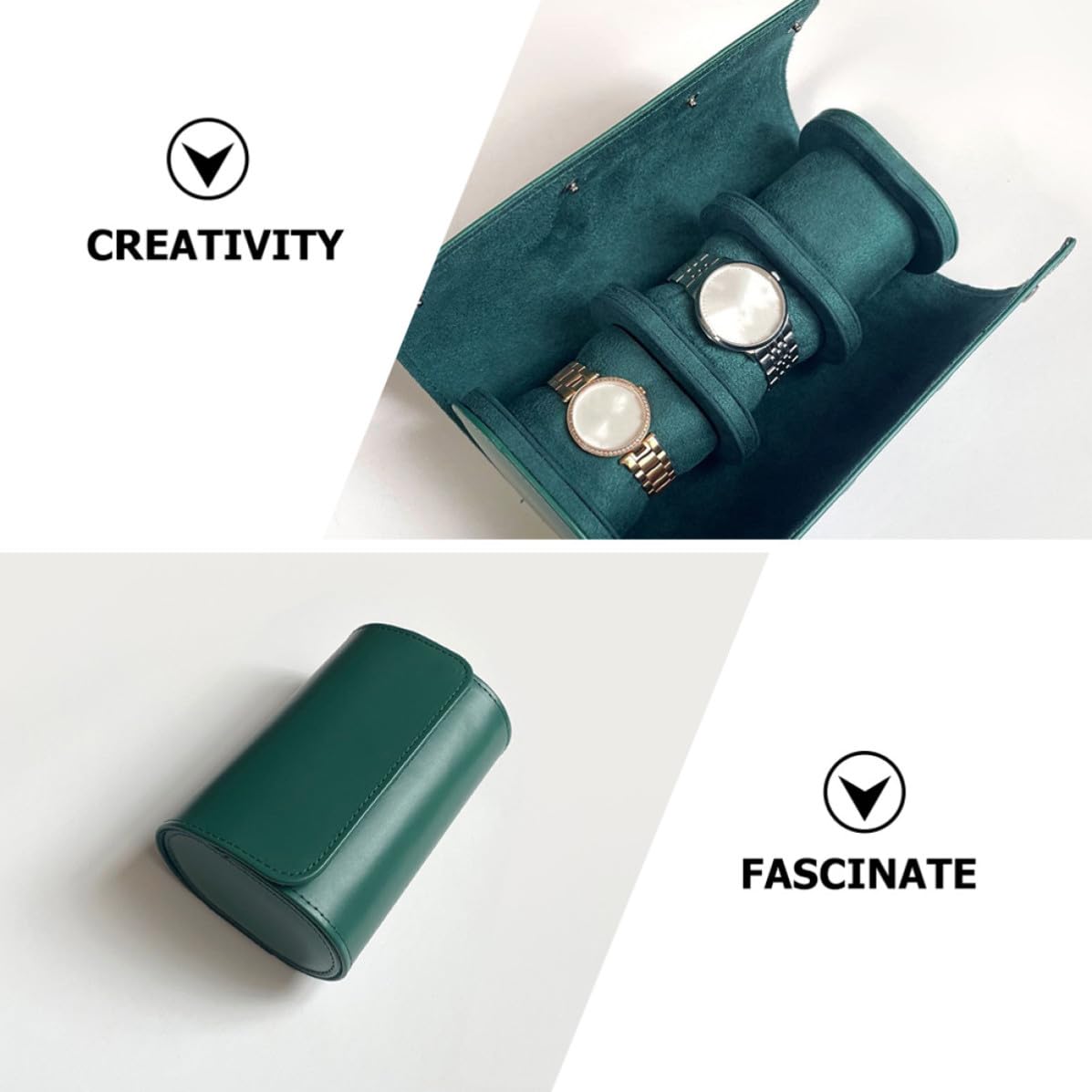 DOITOOL Scatola e Antiurto, Organizer Classico e Porta Orologi in Pelle Pu Verde da Viaggio per Orologi e Piccoli da Uomo