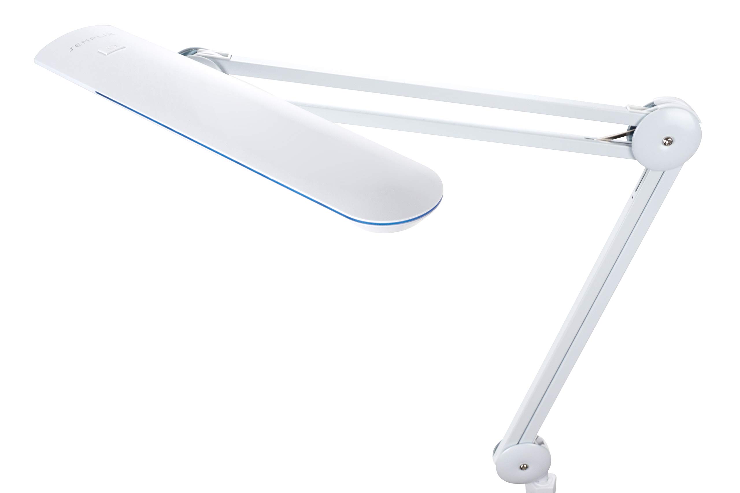 SEMPLIX LED Arbeits-Lampe weiß: (60 PCS LED, 4fach dimmbar) Mit Einer Tischklemme und Höhenverstellbarem Lampenarm