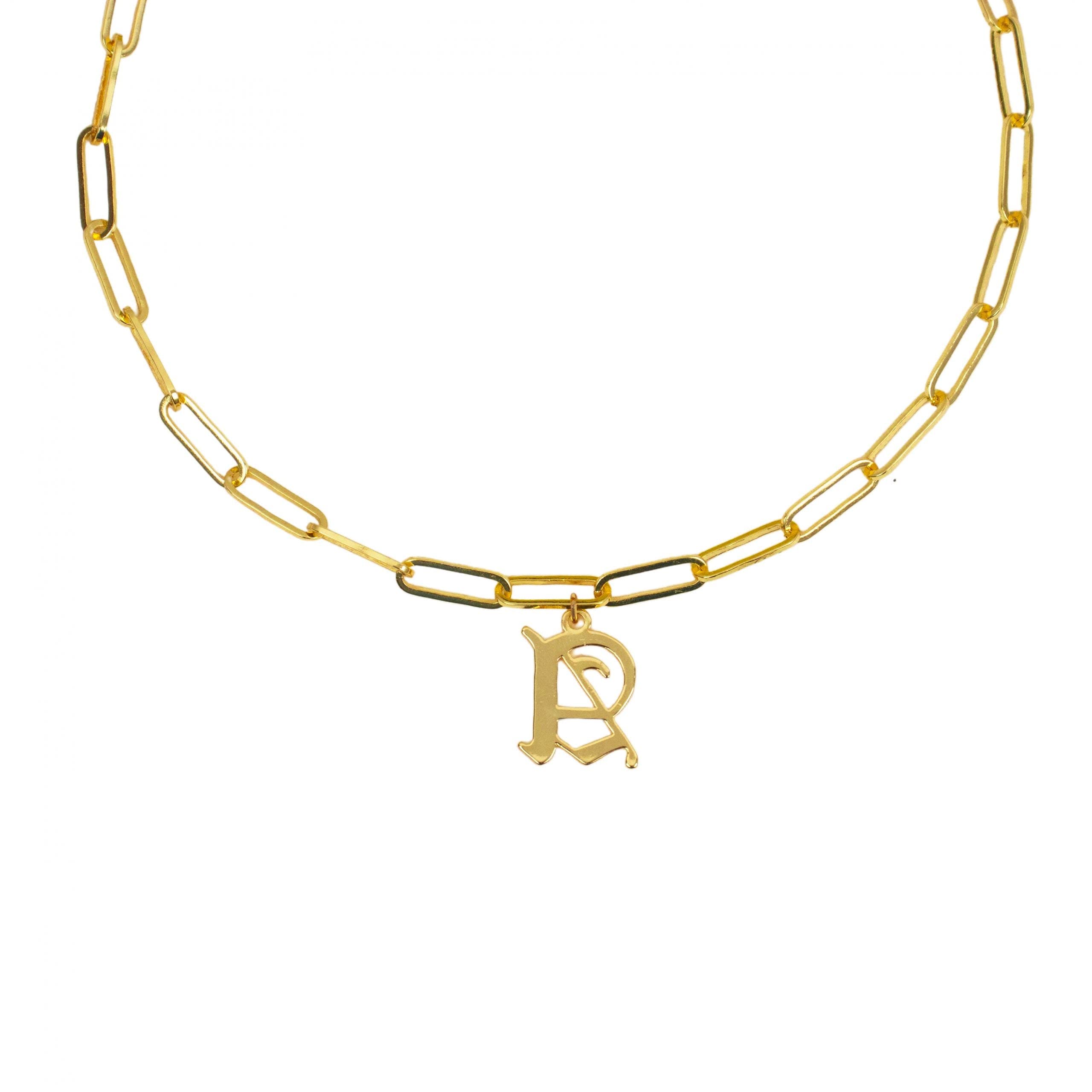 Generic14k Plated Gothic Initial Link Necklace (K)