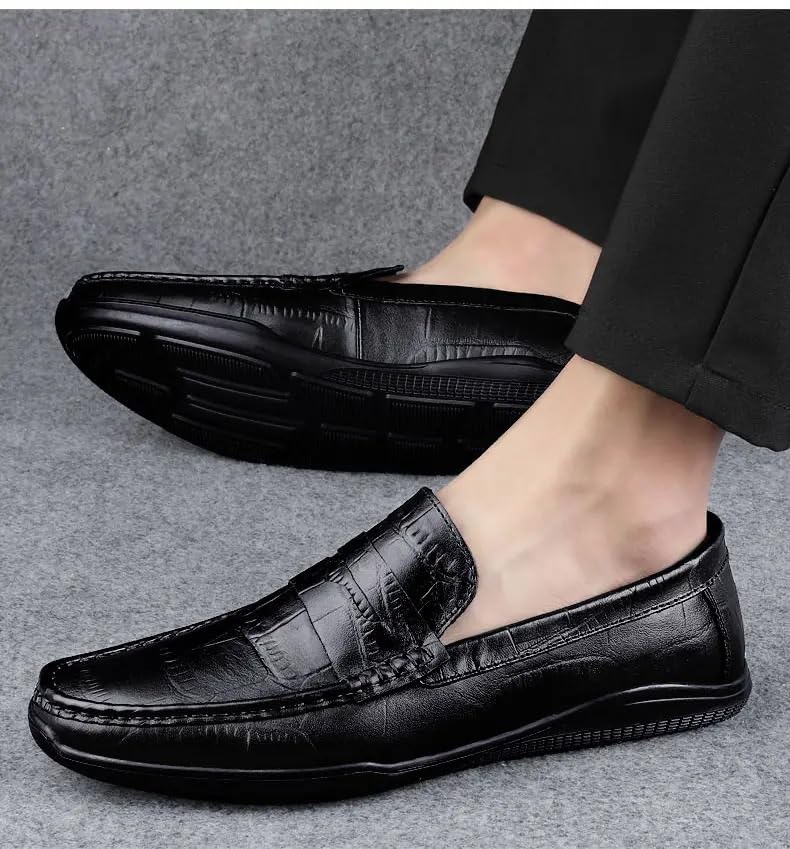 Mens Loafers Shoe Square Toe PU Leather Penny Loafers Flexible Comfortable Lightweight Fashion Classic Slip On4
