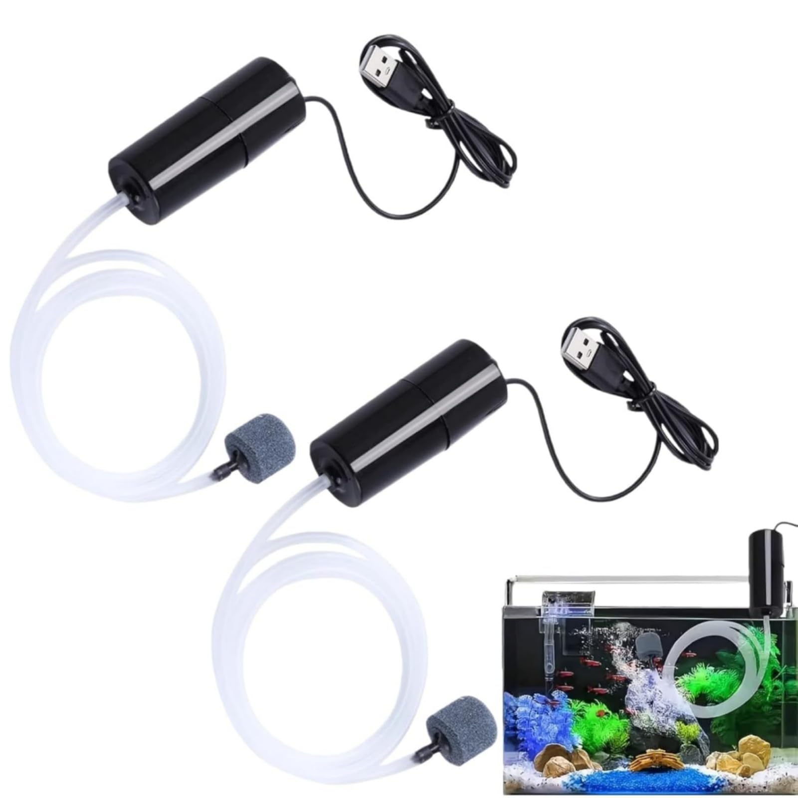 2pcs Aquarium Air Pump,Small Air Pump For Fish Tank,Fish Tank Bubbler
