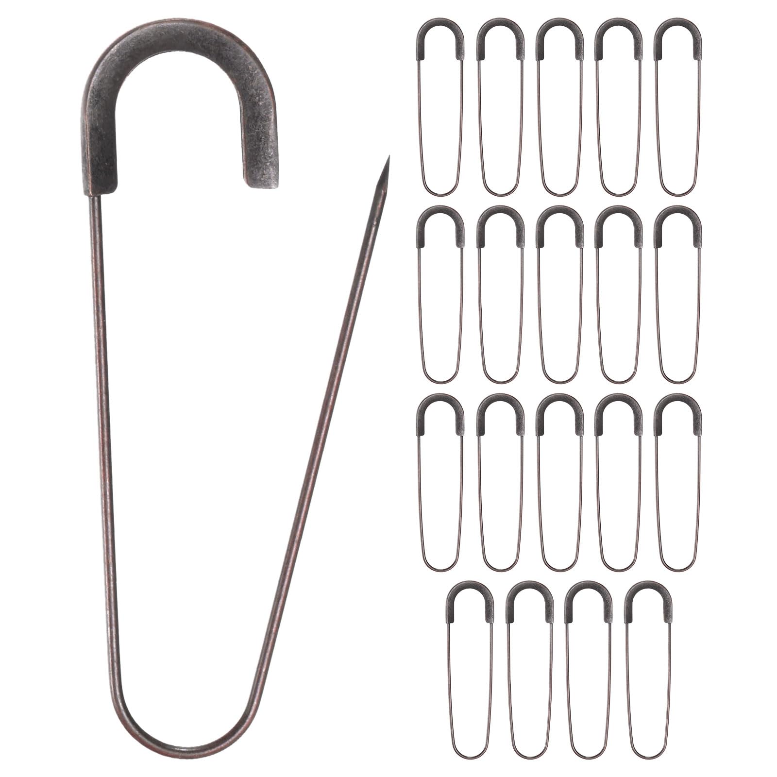 M METERXITY 20-Pack Large Safety Pin, 3.15 In(80mm) Zinc Alloy Heavy Brooch Pin for Sewing Clothes/Costume/Skirts Garments/Craft Supplies, Decorative Safety Pins [Copper Tone]