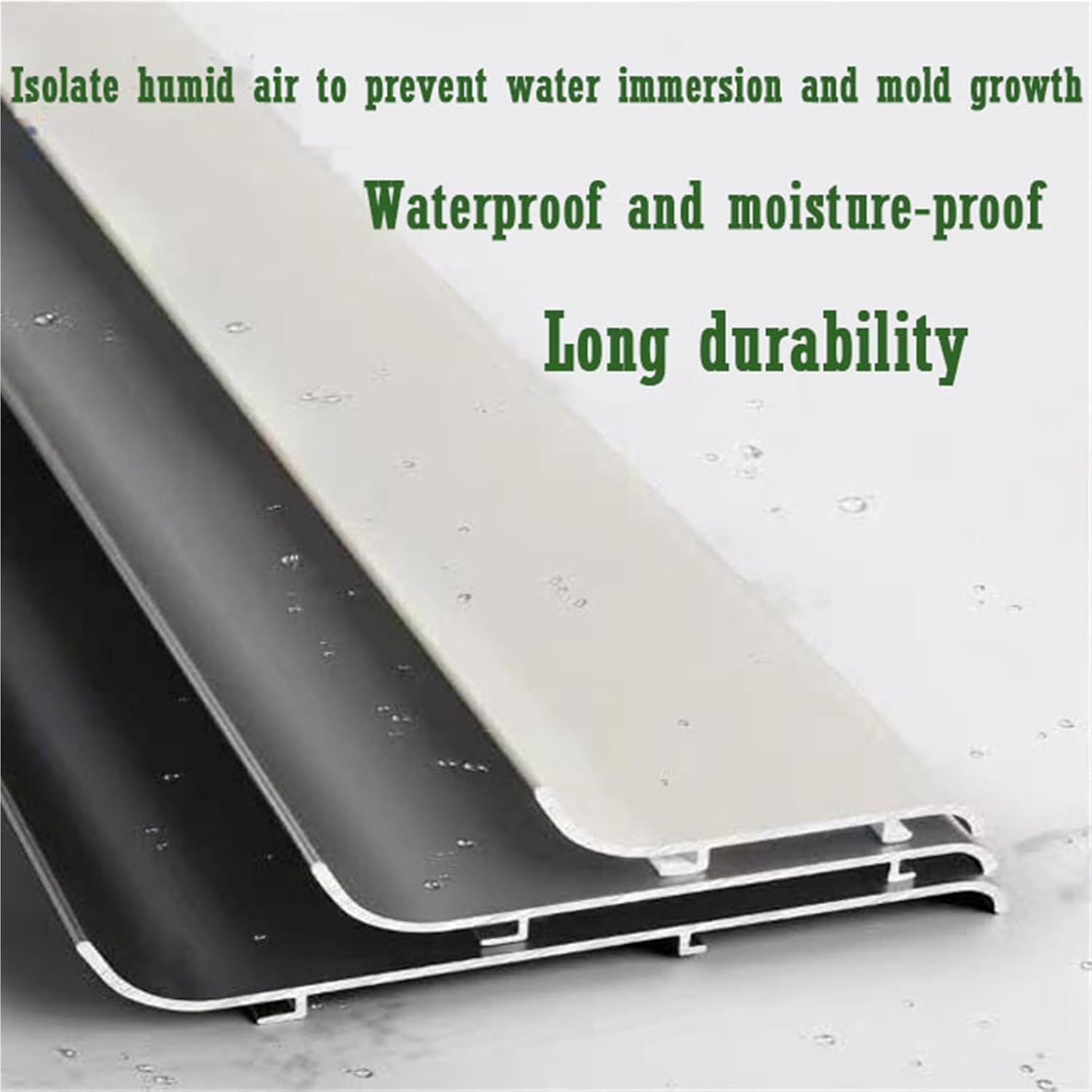 Partition Aluminum Baseboard Molding Trim for Interior Walls, Waterproof Metal Skirting Board for Home, Kitchen, Office, Living Room (H 6cm/2.4in, 3 pcs)