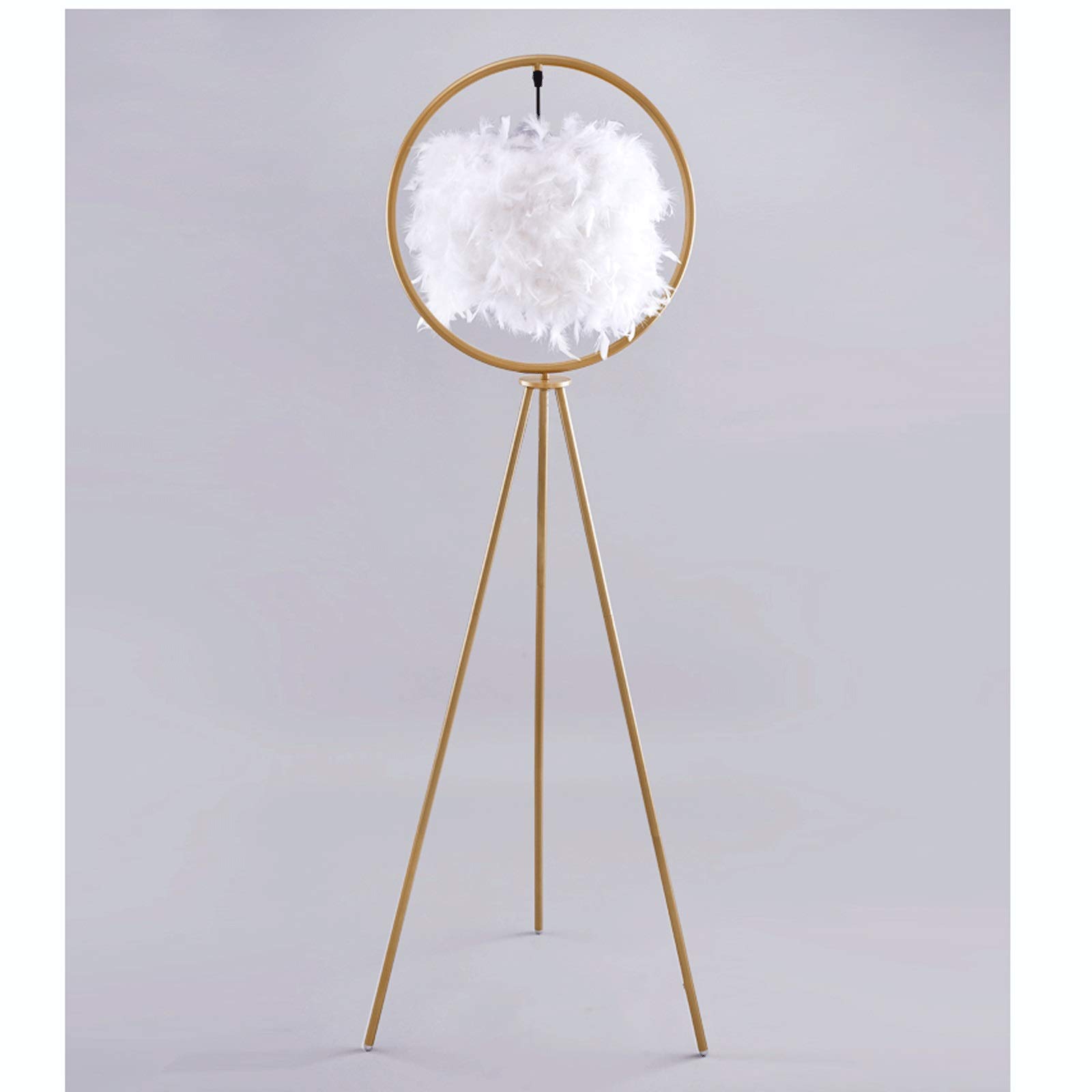 Lámpara de pie elegante de diseño creativo dorado con luz de plumas 6