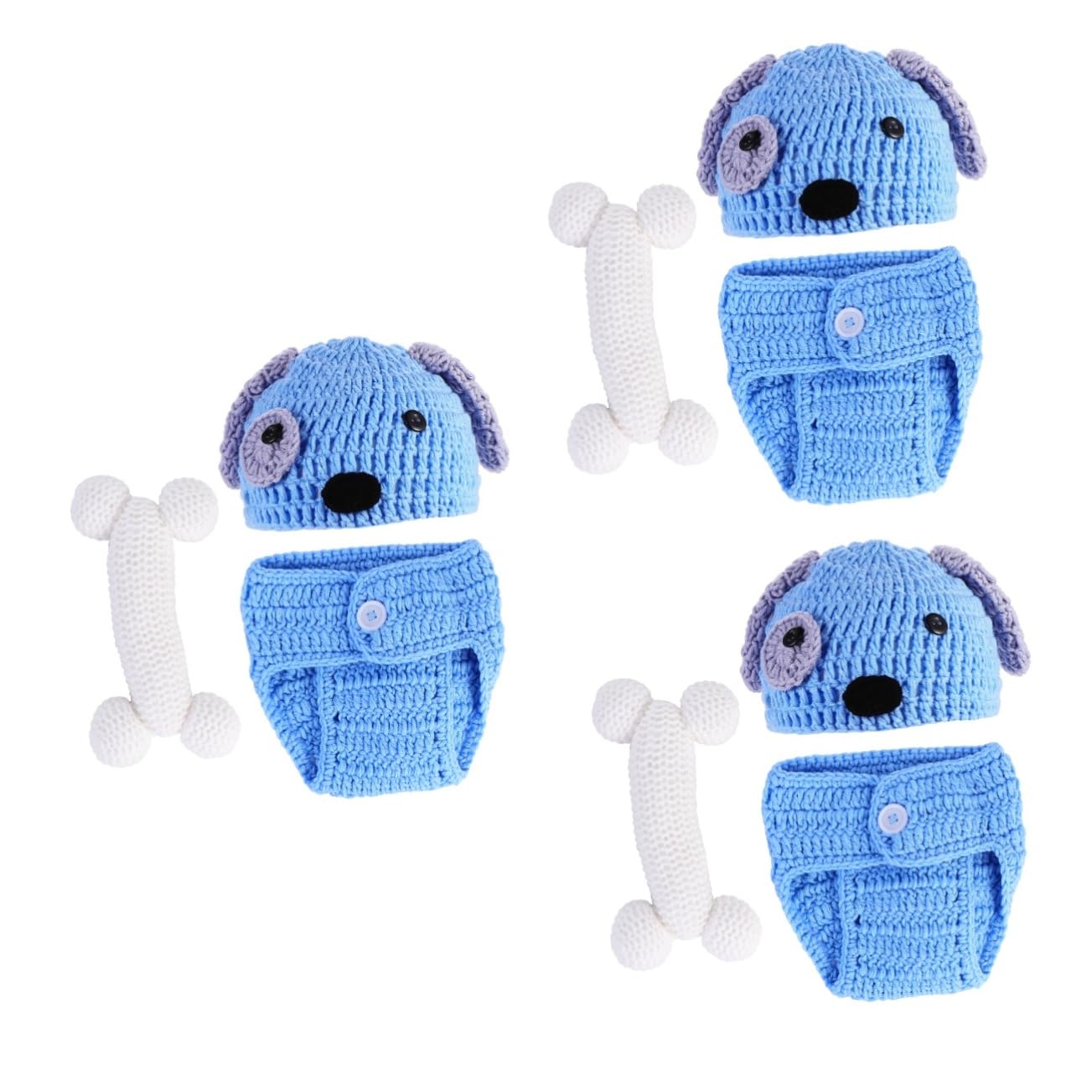 CALLARON Conjunto Ropa Tejida Mano Para Fotografía De Bebés De Accesorios De De Color Azul