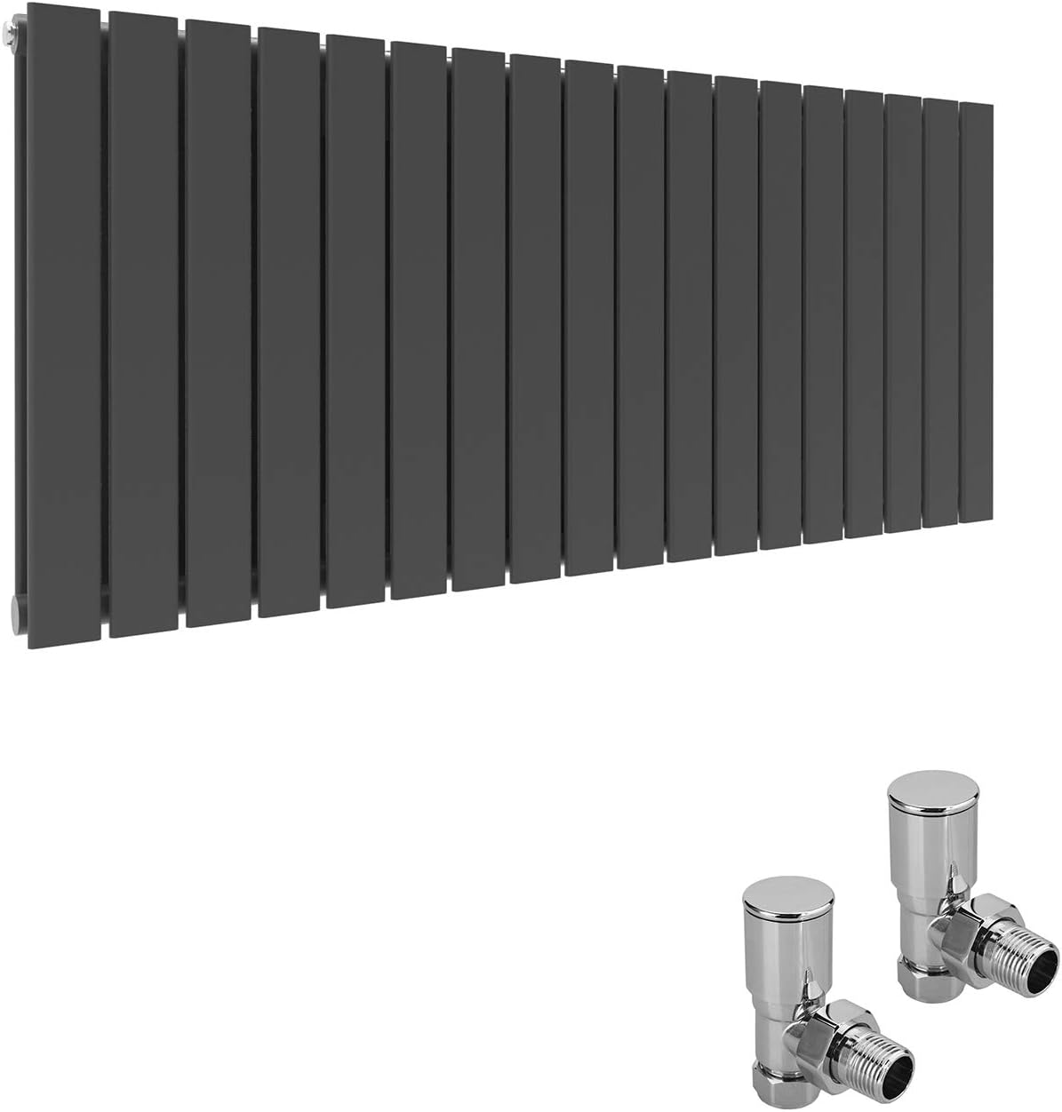 ELEGANT Horizontal Column Designer Radiator Oval Flat Panel Grey Modern Central Heating