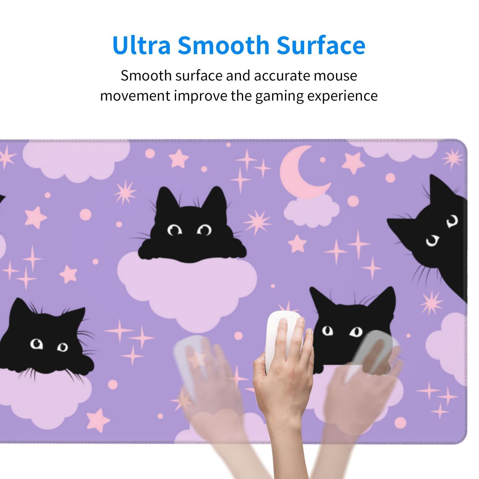 LIMKRIAN Cute Black Cat Desk Pad, Large Gaming Mouse Pad, Mouse Pads For Desk, Non-Slip Keyboard Mouse Pad For Desktop Computer, Laptop, Office, Work, Game, Home, 80 - View #11