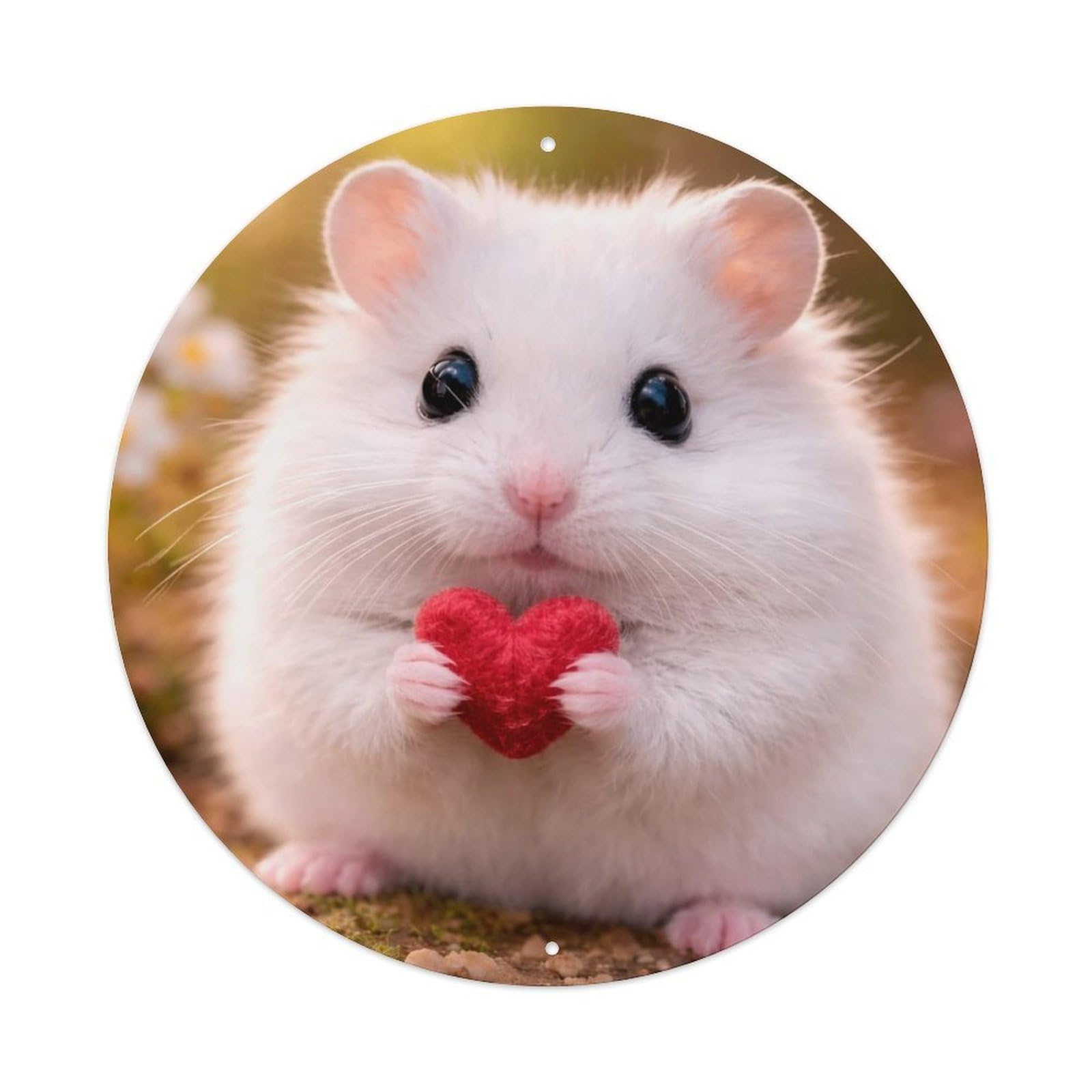 Animal Poster Hamster Romantic Valentine Cute Floral Vintage Metal Tin Sign Plaque Wall Decor for Cafe, Club Bar, Office, Garden Metal Poster 8x8Inch