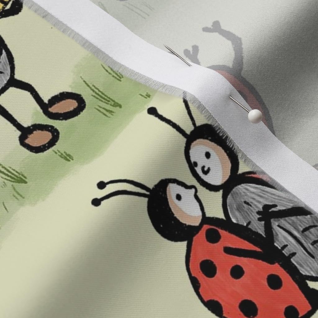 Spoonflower Fabric - Life Vintage Retro Children Ladybugs Kids Summer Printed on Organic Cotton Sateen Fabric by The Yard - Sewing Quilting Apparel Home Decor