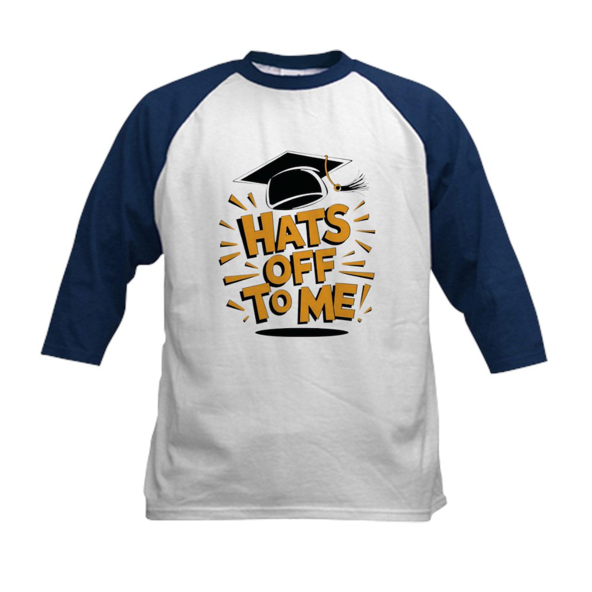 CafePress Congratulations Graduate Gift Kids Baseball T Shirt Kids Cotton Baseball Jersey, 3/4 Raglan Sleeve Shirt Navy/White