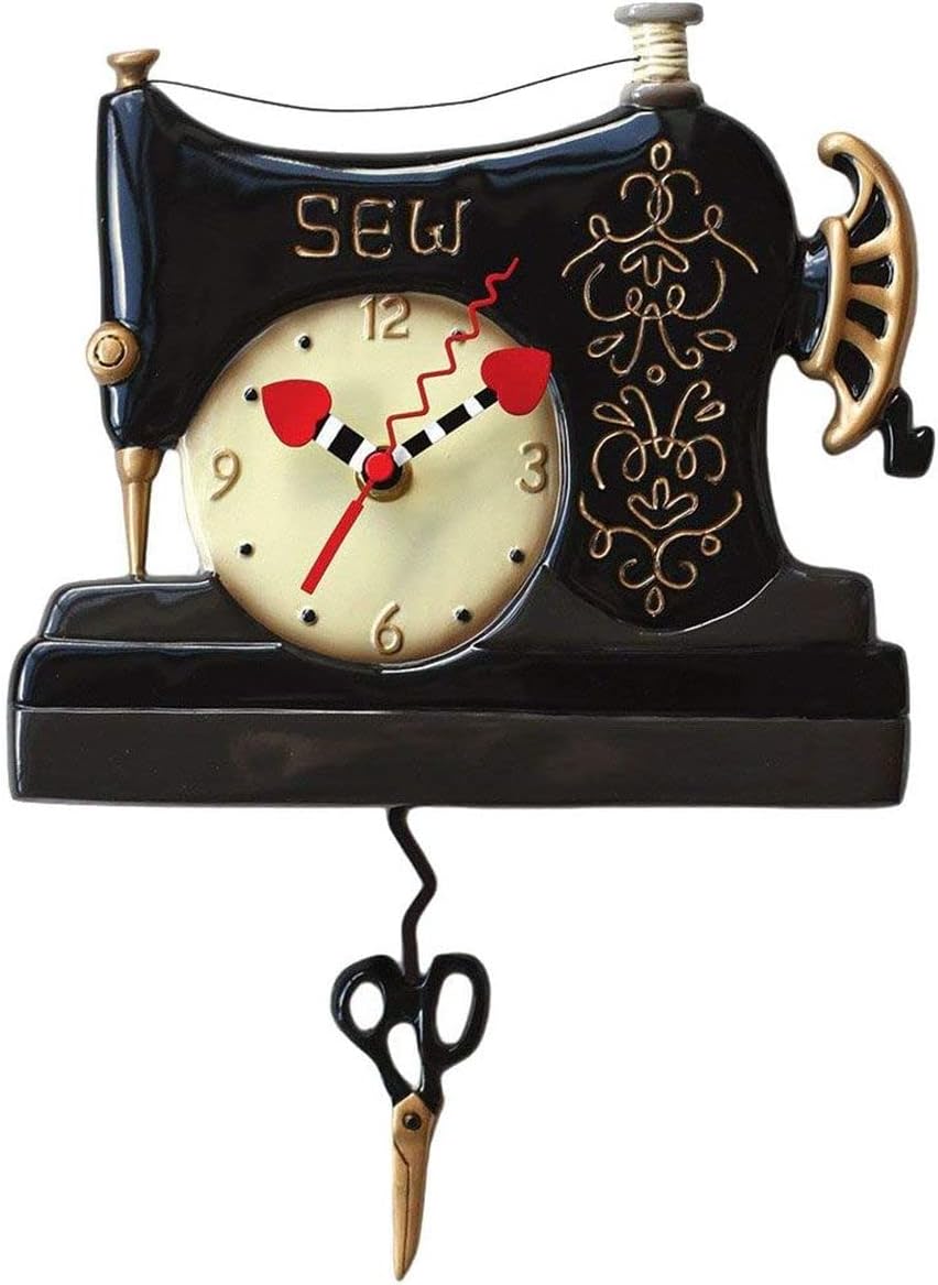 Vintage Stitch (Black Sewing Machine) Clock