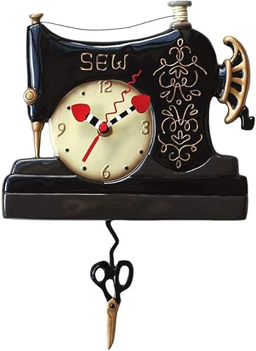 Allen Designs Reloj de pared con péndulo para máquina de coser vintage