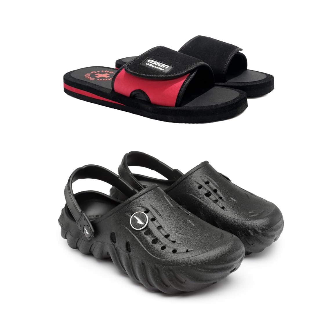 ASIAN Mens Casual Walking Daily Used Clogs & PU Slipper Combo with Lightweight Design Clog & Slippers for Mens & Boys Black (B0CTHPXK2T) Amazon Price History, Amazon Price Tracker