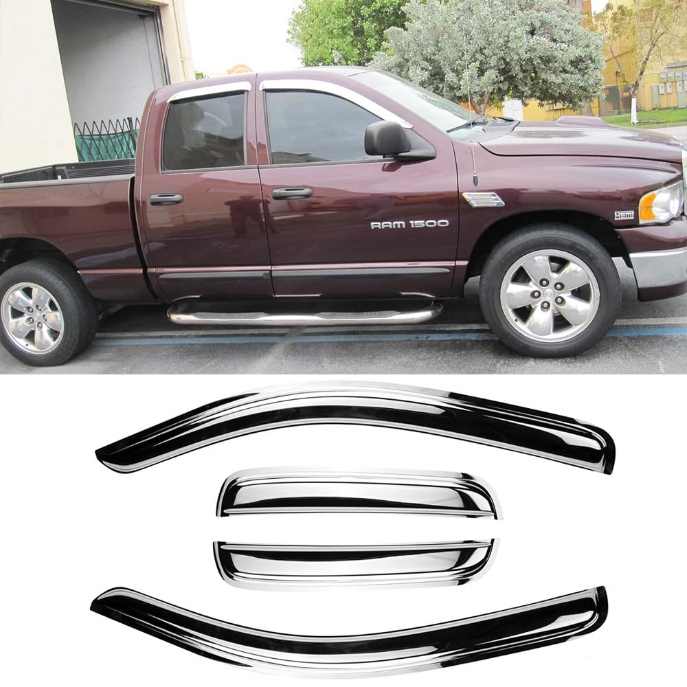 In-Channel Window Vent Visors For 02-08 Dodge Ram 1500, 03-09 2500/3500 Quad Cab