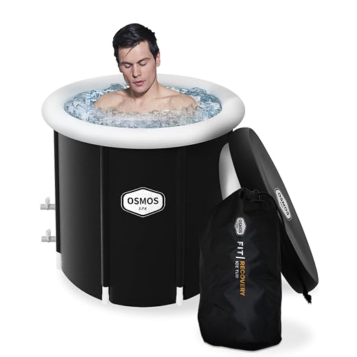 Portable Ice Bath Tub for Athletes - OSMOS 105 Gallons Large Inflatable Cold Plunge Tub with Cover, Ice Plunge Tub for Recovery, Cold Water Therapy Pod at Home Outdoor for Adults Nylon