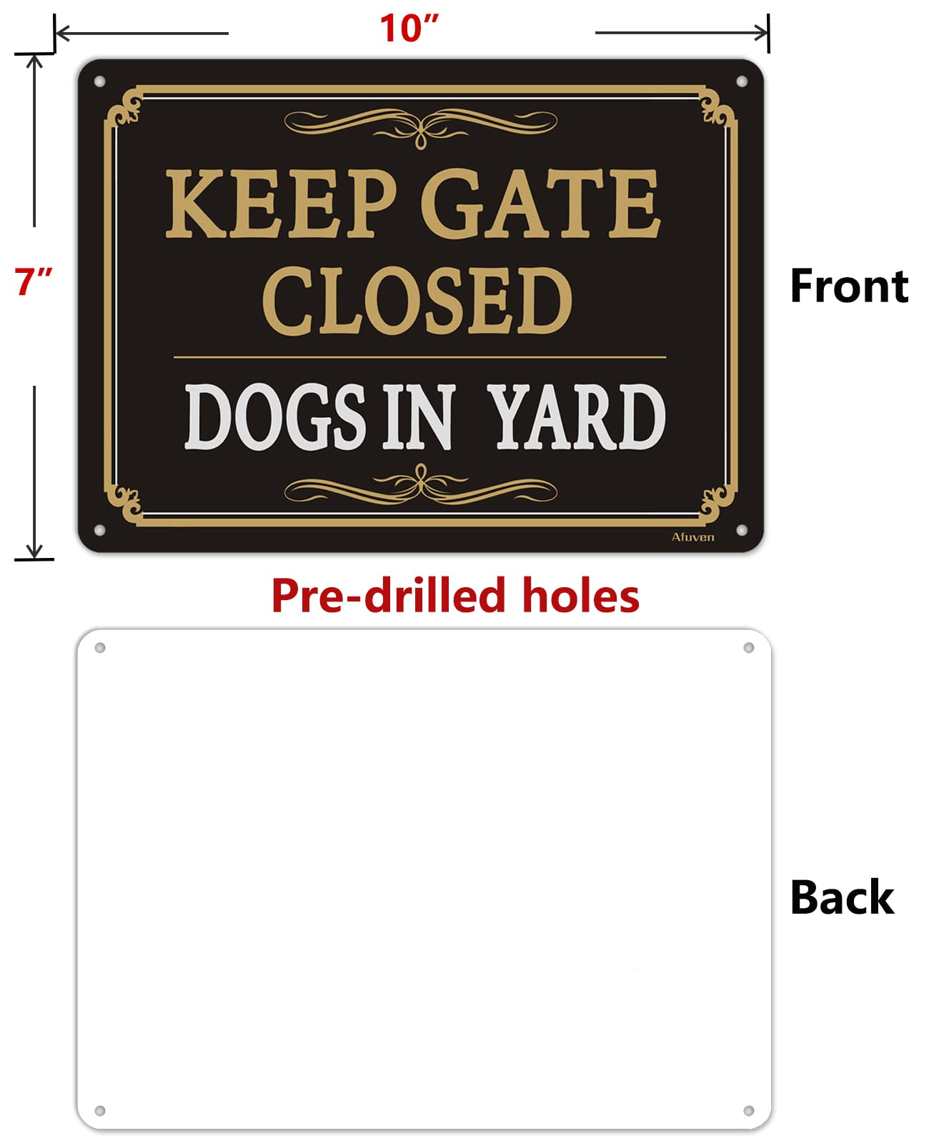 2 Pack Keep Gate Closed Signs Dogs In Yard Sign Metal Reflective Beware Of Dog Sign Warning Dog Sign 10