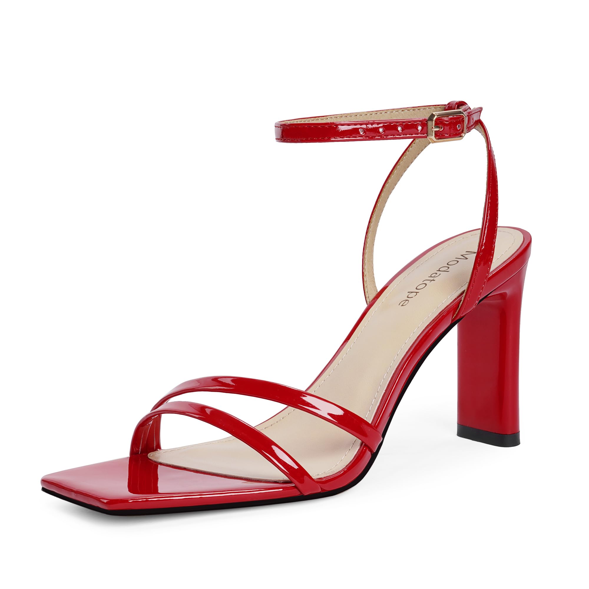 Modatope Womens Sandals Square Open Toe Chunky High Heels Strappy Ankle Strap Sandals Comfort Dress Party Shoes - 62% off