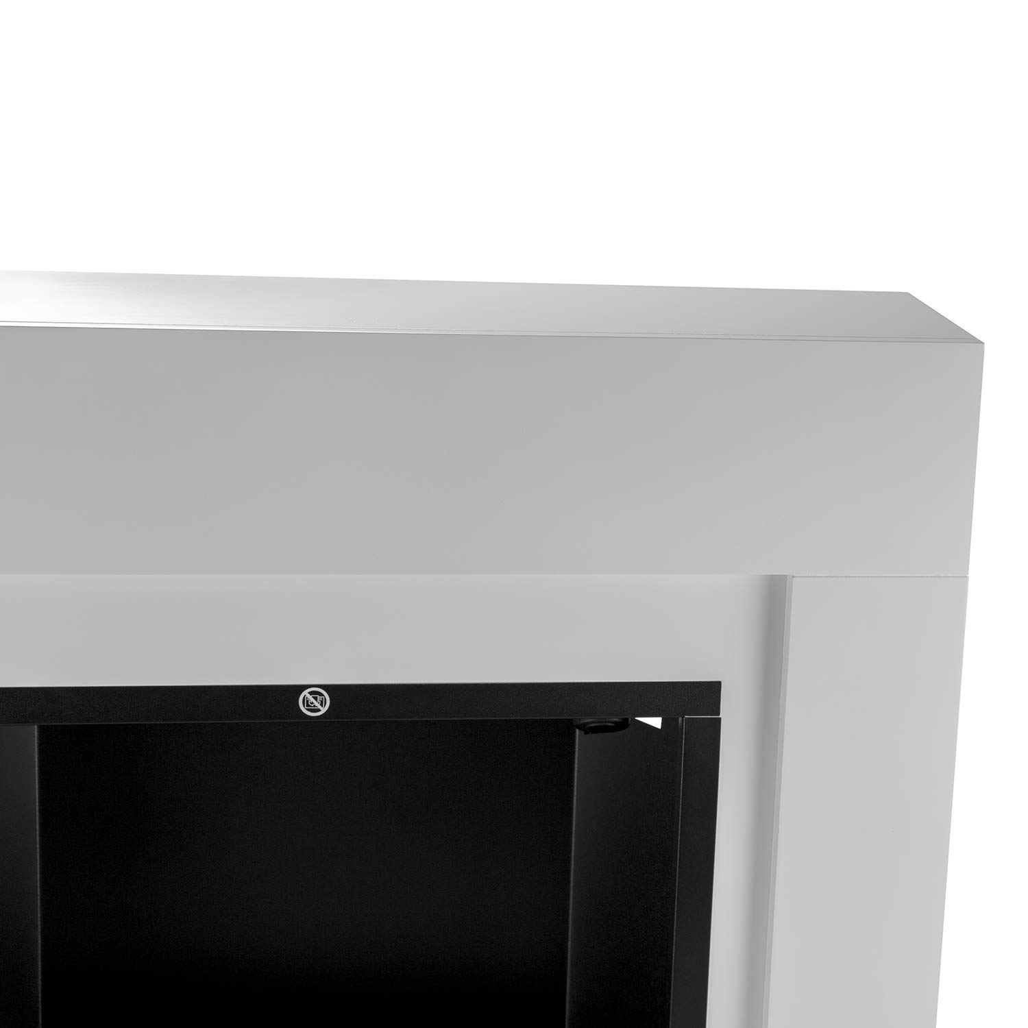 Camino Elettrico Denver 1500W - Caminetto Elettrico con Mobile in Legno Bianco, Effetto Fiamma Regolabile con 2 potenze - Termocamino Decorativo, Caminetto Finto da Terra 77x72,5 cm