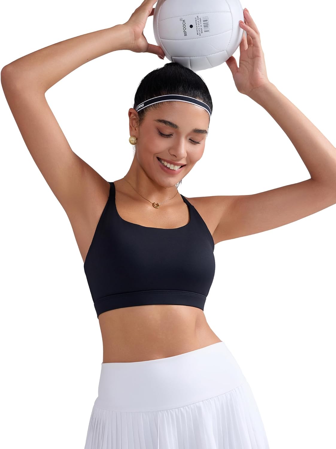 RUNNING GIRL Sports Bras for Women,Light Impact Molded Cup Strap Sports Bra with Sewn in Pads,Best for A-C Cup - Image 4