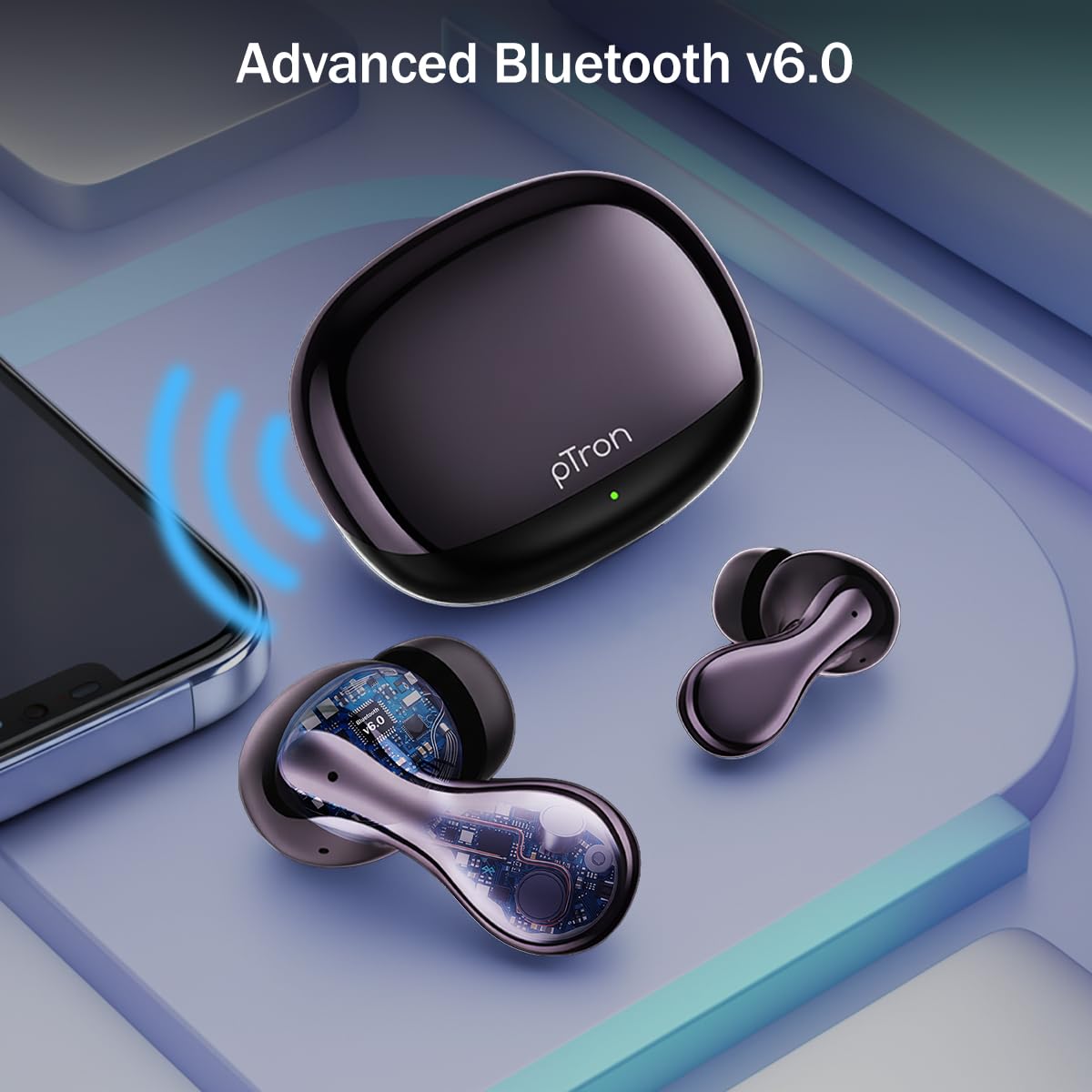 pTron Bassbuds Tango in-Ear TWS Ear Buds w/Custom EQ, 50hrs Playtime, Pristine Sound, Dual Mic, TruTalk ENC Calls, Mobile App,Wireless Bluetooth V6.0,Touch Controls,Type-C Charging, IPX5 (Nexua Black) — Amazon image 8