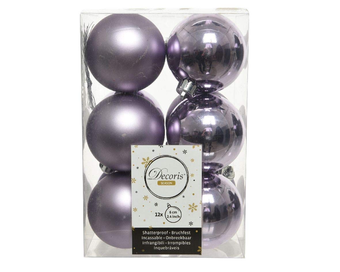 Kaemingk Lilac Decoris Pack Of 12 6Cm Frosted Shatterproof Baubles