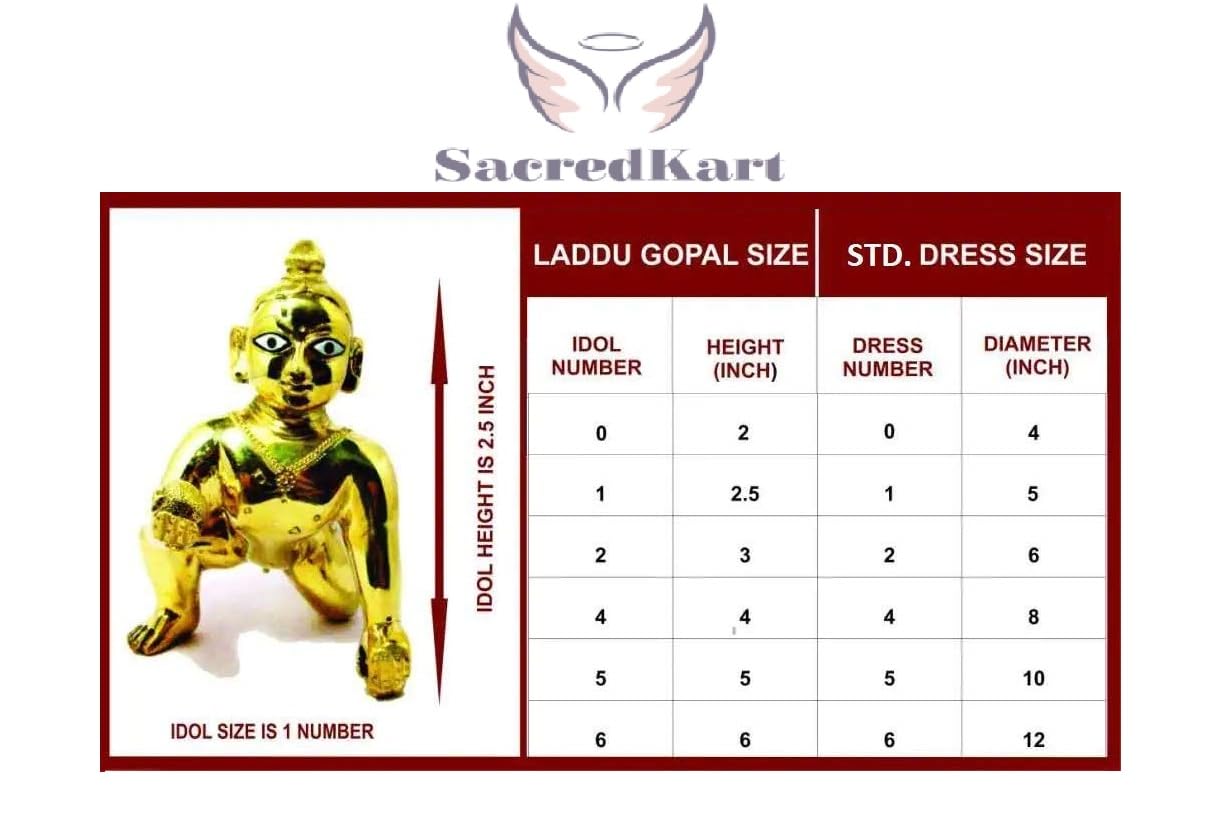 SacredKart, Laddoo Gopal Ji, Poshak, Size 2, Pack of 6 3