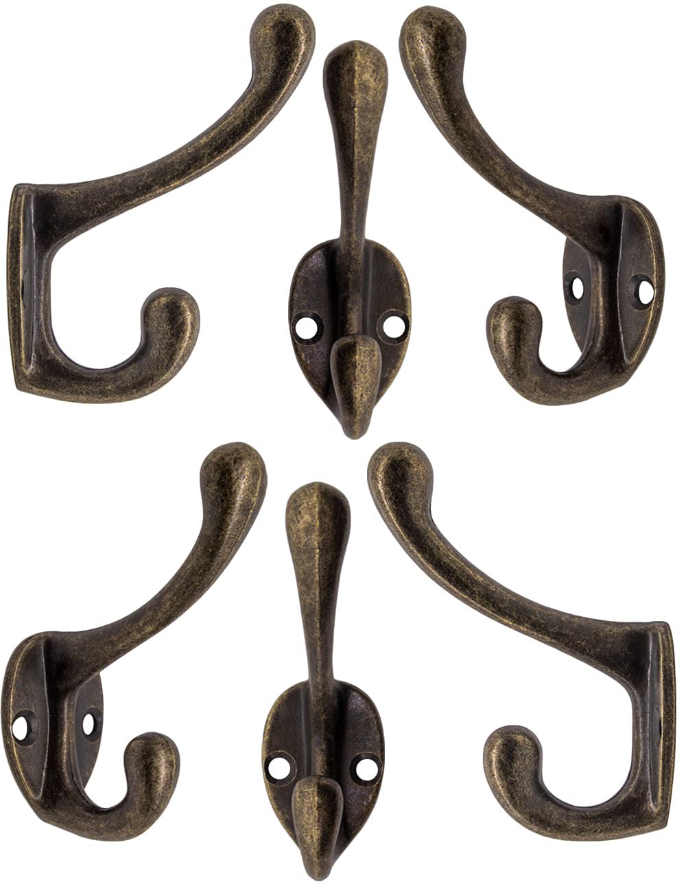 Ganci Ferro Classici Ganci Appendiabiti Fuxxer Set 6 Pezzi | Bronzo Antico | Per Porte, Armadi, Cucina | Con Viti Ganci In Bronzo Vintage - 3