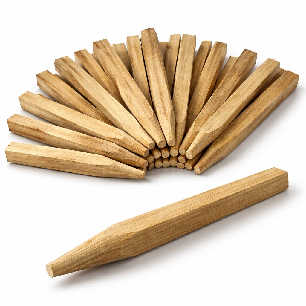 Piquets de jardin en bois d'acacia 30 cm - Lot de 25 supports de plantes en bois naturel pour jardinage extérieur
