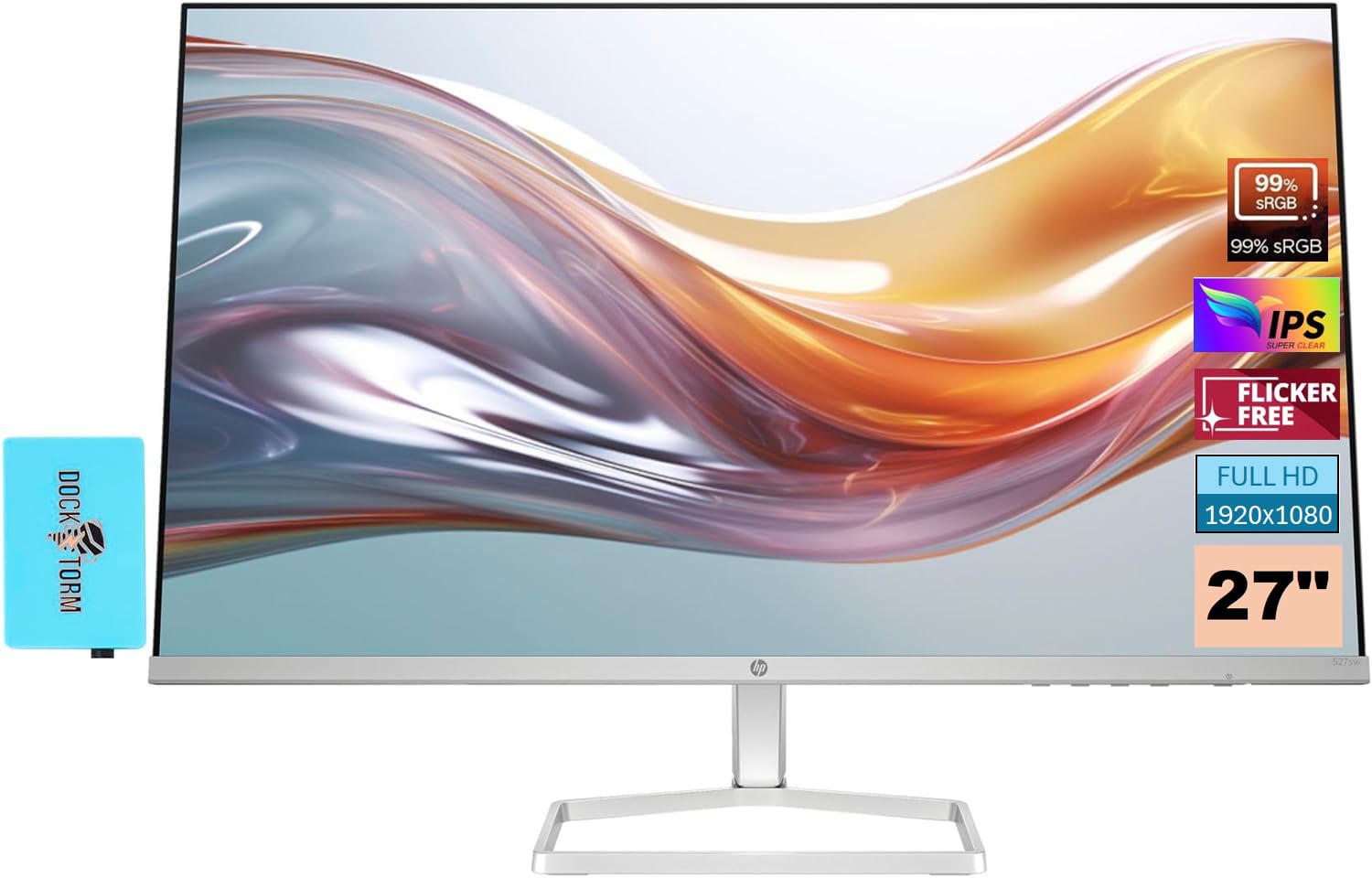 HP Series 5 527sw Monitor 94F46AA ABA Bundle with Docztorm Dock 27 FHD IPS 1920x1080 Display 2X HDMI