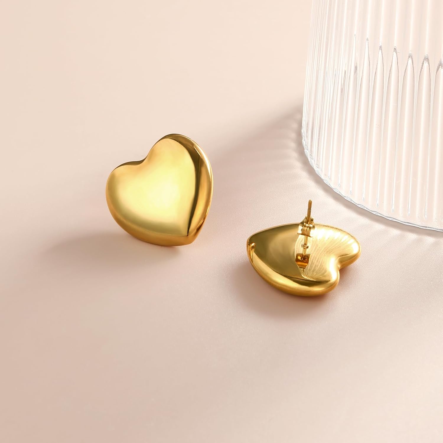 Valentines Day Gifts for Her Heart Earrings for Women 18K Gold Plated Heart Studs Earrings Gift for Valentine's Day - Image 8